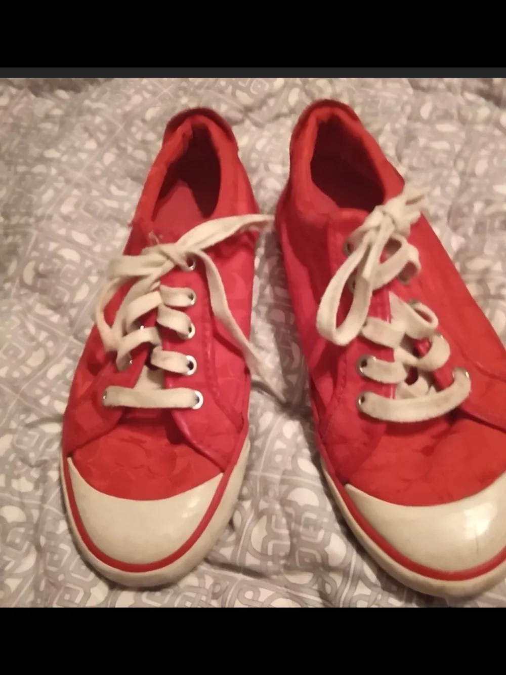 Coach Vintage Red & White Low-Top Canvas Sneakers Size 8